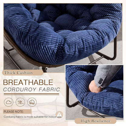 Your Personal Sanctuary: A Plush Rocking Papasan for Quiet Afternoons and Turning Pages.