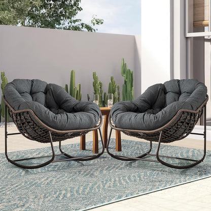 Your Personal Sanctuary: A Plush Rocking Papasan for Quiet Afternoons and Turning Pages.