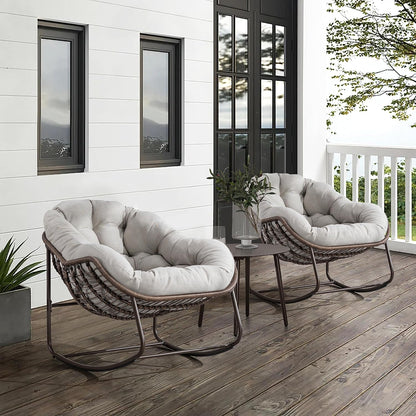 Your Personal Sanctuary: A Plush Rocking Papasan for Quiet Afternoons and Turning Pages.