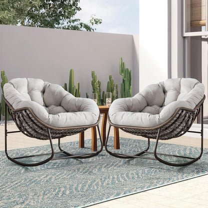 Your Personal Sanctuary: A Plush Rocking Papasan for Quiet Afternoons and Turning Pages.